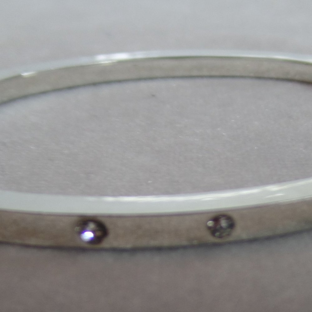 Silvertone Bracelet CZ Clip Clasp Hinged - Picture 6 of 10
